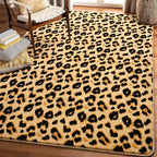 Amearea Soft Leopard Rugs for Bedroom Living Room, 3x5 Modern Cheetah Print Thickened Memory Foam Rug, Fluffy Indoor Washable Animal Rug Carpet for Kids Boys Girls Dorm Nursery Room Home Decor, Khaki