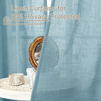 LAMIT Semi Sheer Linen Curtains 63 Inch for Living Room 52 x 63 Inch