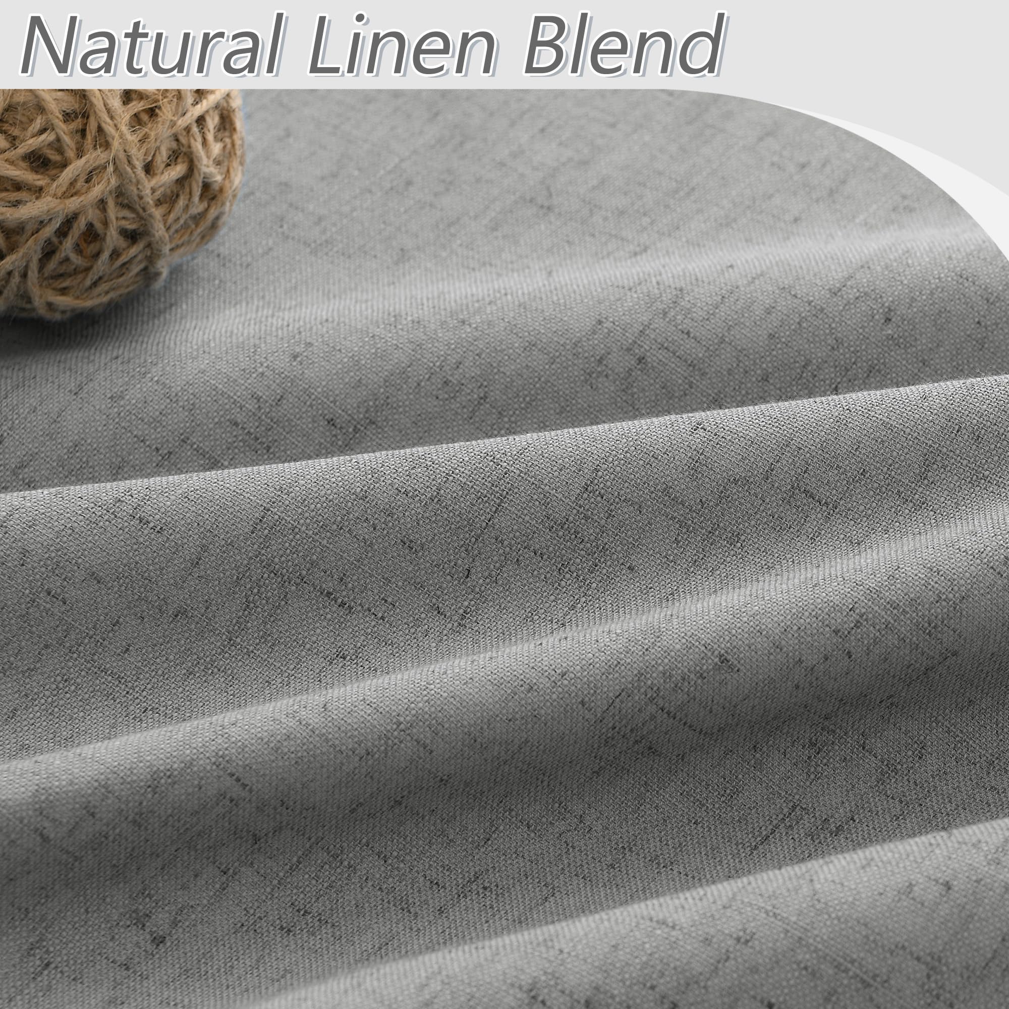 Guken 100% Blackout Linen Curtains 72 Inch Length 2 Panels Set for Living Room Bedroom Back Tab Thermal Insulated Black Out Linen Drapes Room Darkening Window Curtains,Dark Grey