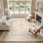 zesthome 10x12 Area Rugs,Stain Resistant Washable Rug,Ultra-Thin Rugs for Living Room,Bedroom,Non-Slip Backing Home Decor Large Area Rug (Cream/Beige,10'x12')