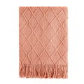 BOURINA Orange Throw Blanket 60x80 Inch Boho Knit Soft Throw Sofa Blanket