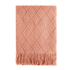 BOURINA Orange Throw Blanket 60x80 Inch Boho Knit Soft Throw Sofa Blanket
