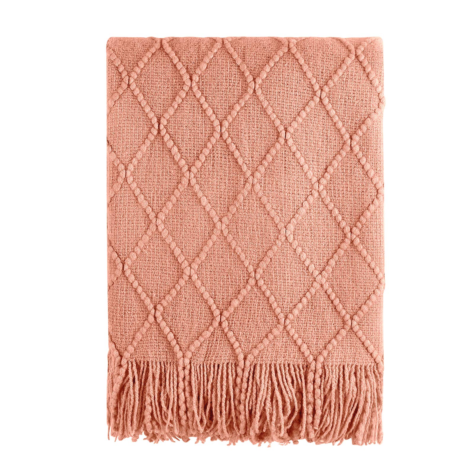 BOURINA Orange Throw Blanket 60x80 Inch Boho Knit Soft Throw Sofa Blanket