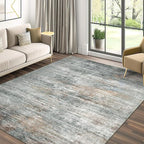 Area Rugs 8x10 for Living Room Bedroom, Modern Abstract Machine Washable Rug, Large Soft Low Pile Floor Cover with Non Slip Backing for Dining Room, Ash Gray Brown