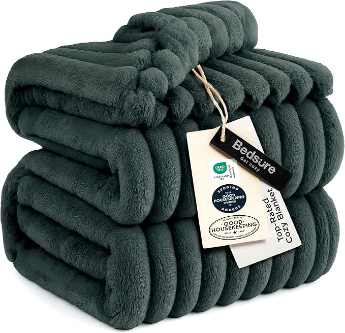 Bedsure Soft Cal King Size Blanket for Bed Mallard Green 102"x96"