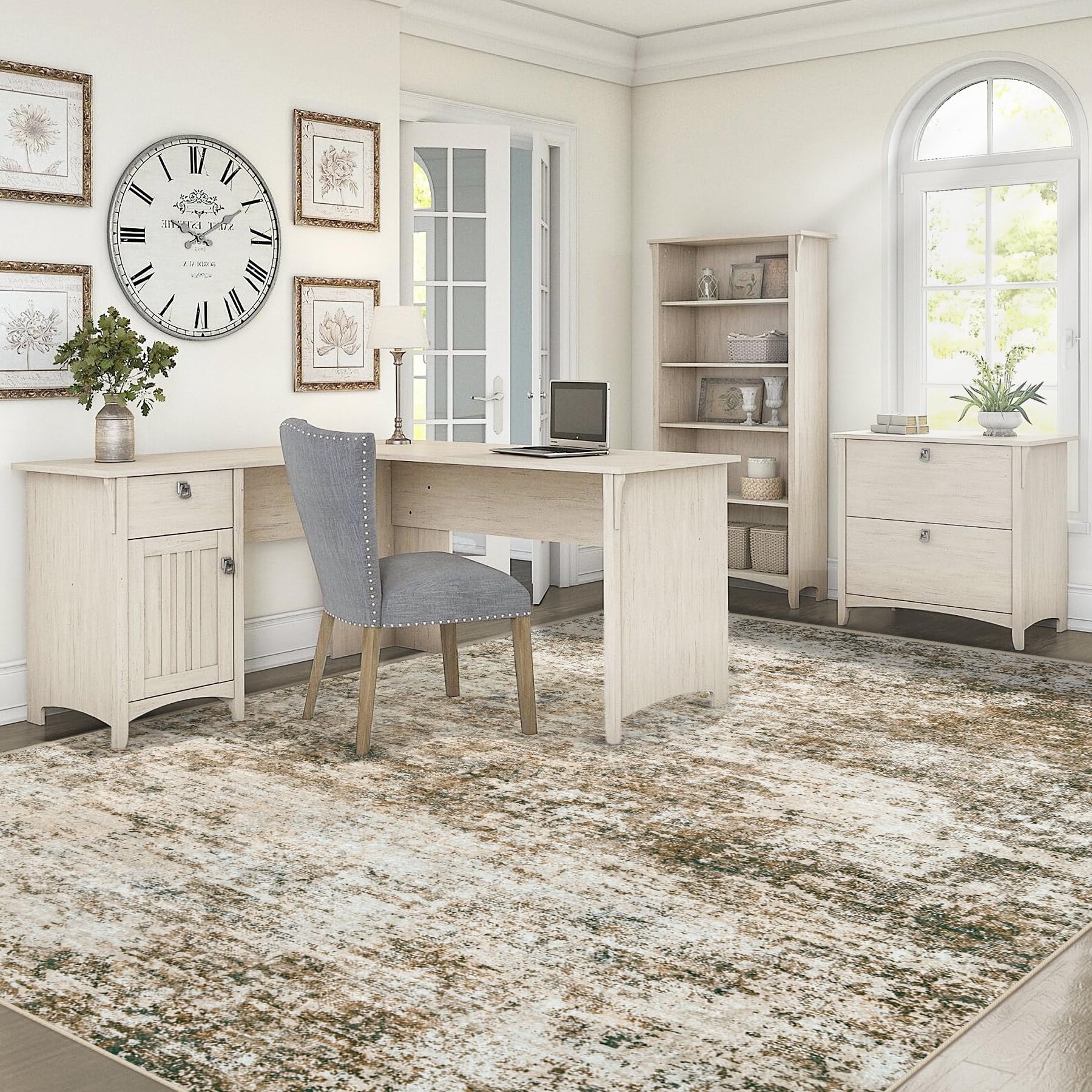 XLUEZ 6x9 Area Rugs for Living Room, Washable Modern Abstract Large Area Rug Neutral Soft Non Slip Kids Rug Stain Resistant Indoor Carpet for Bedroom Nursery Dining Room Playroom(Brown, 6'x9')