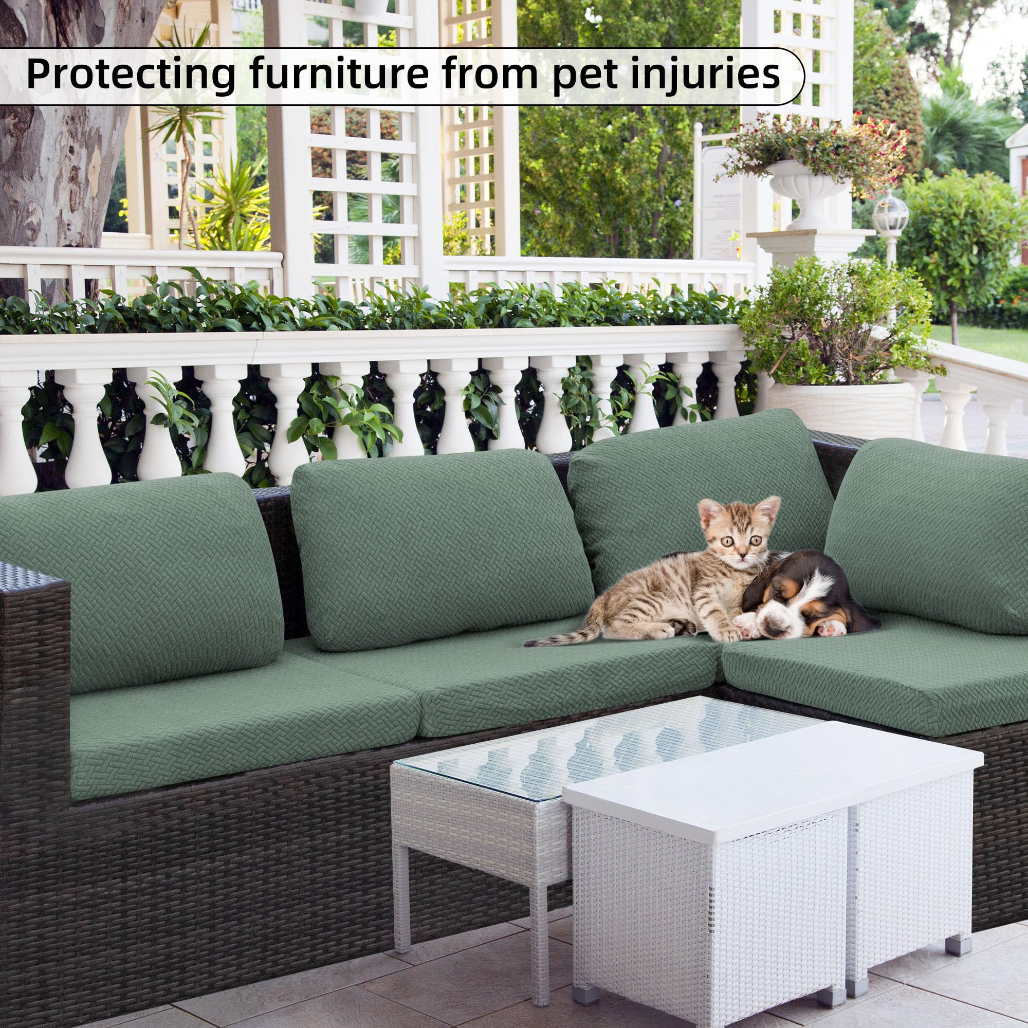 SUKAIKEQA 8PCS Patio Cushion Covers.Patio Furniture Couch SeatSlipcovers