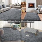 Shag Area Rugs for Bedroom Living Room,4X6 Ultra Soft Fluffy Area Rugs for Dorm, Indoor Carpet Nursery Rugs for Kids Room Home Decor,Dark Grey 4X6