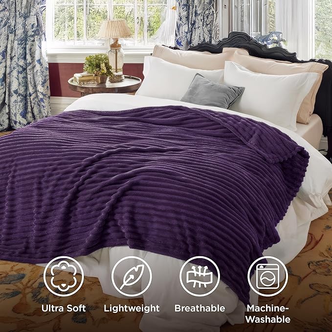 Bedsure Soft Queen Size Blanket for Bed Purple 90"x90"
