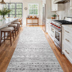 Ksrau 4x12 Runner Rug Washable Moroccan: Non Slip Hallway Floor Mat Grey
