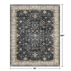 Black Farmhouse Washable 8x10 Area Rugs for Living Room, Bedroom, Dining Room Kitchen Table Rug for Under Table, Office, Dark Charcoal Tumble Stain Resistant Non-Slip Large Washable (8x10 Black/Multi)