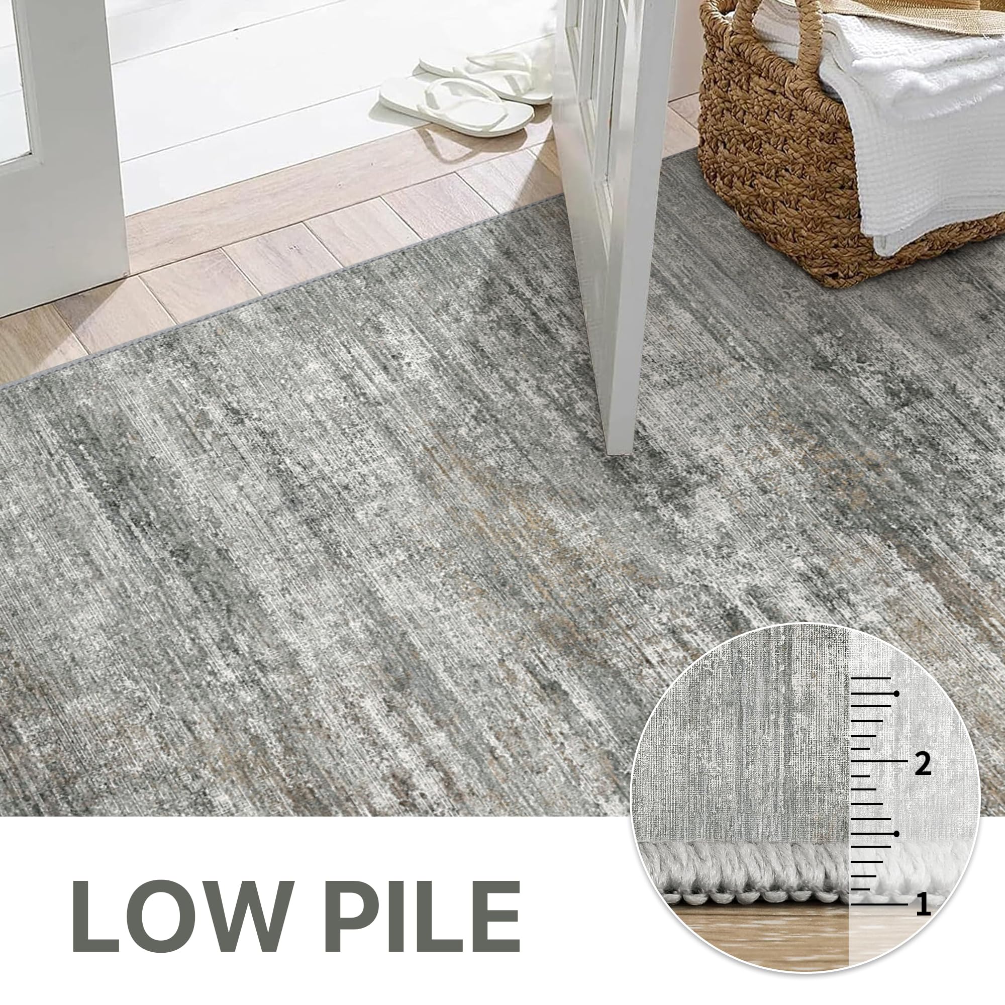 BEIMO Area Rugs 10x14 for Living Room, Grey Brown Washable Abstract Rug