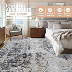 10x14 Area Rugs for Living Room Rug Washable: Abstract Large Rug Indoor Modern Carpet Non Slip for Dining Room Bedroom Nursery Home Office Black Grey Gold