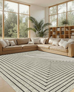 Latte&Fog 9x12 Area Rug for Living Room, Extra Large Beige Modern Abstract Washable Rugs, Boho Non Slip Low Pile Carpet for Indoor Bedroom Dining Room, Office, Dorm, Classroom and Farmhouse - Beige