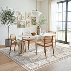 4x4 Washable Square Area Rug: Soft Entryway Kitchen Carpet with Non-Slip Backing Neutral Bathroom Nursery Floor Mat Water Resistant Low Pile Rug for Living Room Bedroom Cute Home Decor(4x4,Beige)