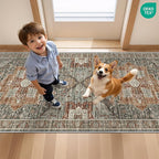 Restydon Runner Rug 2x8 Runners for Hallways Washable Rugs, Grey/Brown/Tan