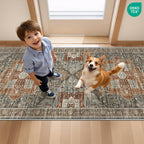 Restydon Runner Rug 2x6, Non Slip Washable Rugs for Hallways,Grey/Brown/Tan
