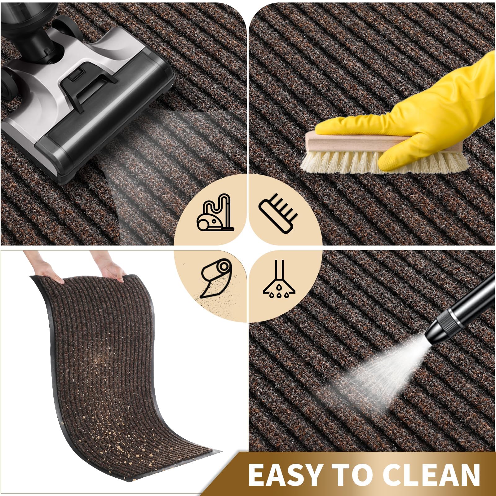 Yimobra Front Door Mat Outdoor Indoor Entrance, 100% Waterproof All-Season All Weather Doormat, Welcome Matt Outside Entry, Non Slip, Low Profile, Heavy Duty Patio Porch Floor Mat,29.5 x 17, Brown
