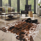 Cow Print Faux Cowhide Rug, Fluffy Fur 6.2x8.2 Feet Washable Cow Rugs for Living Room Bedroom Animal Print Hide Skin Rustic Western Décor Black and Brown