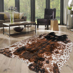Cow Print Faux Cowhide Rug, Fluffy Fur 5.2x7 Feet Washable Cow Rugs for Living Room Bedroom Animal Print Hide Skin Rustic Western Décor Black and Brown