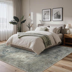 BEIMO Area Rugs 10x12 for Living Room Bedroom, Modern Abstract Machine Washable Rug, Large Soft Low Pile Floor Carpet with Non Slip Backing for Dining Room, Light Gray Blue