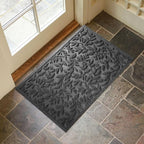 Grey Leaves Outdoor Indoor Entrance Doormats, Absorbent Durable Heavy Duty Welcome Front Door Mat,Thick Natural Rubber Back,Easy Clean Entryway Mat 23x35 Inch, Low Profile