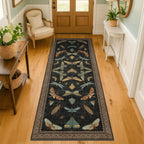 2x5 Black Washable Kitchen Runner Rugs Non Skid Washable - Gothic Runner Rug for Entryway, Kitchen, Insect Print Stain Resistant Indoor Décor