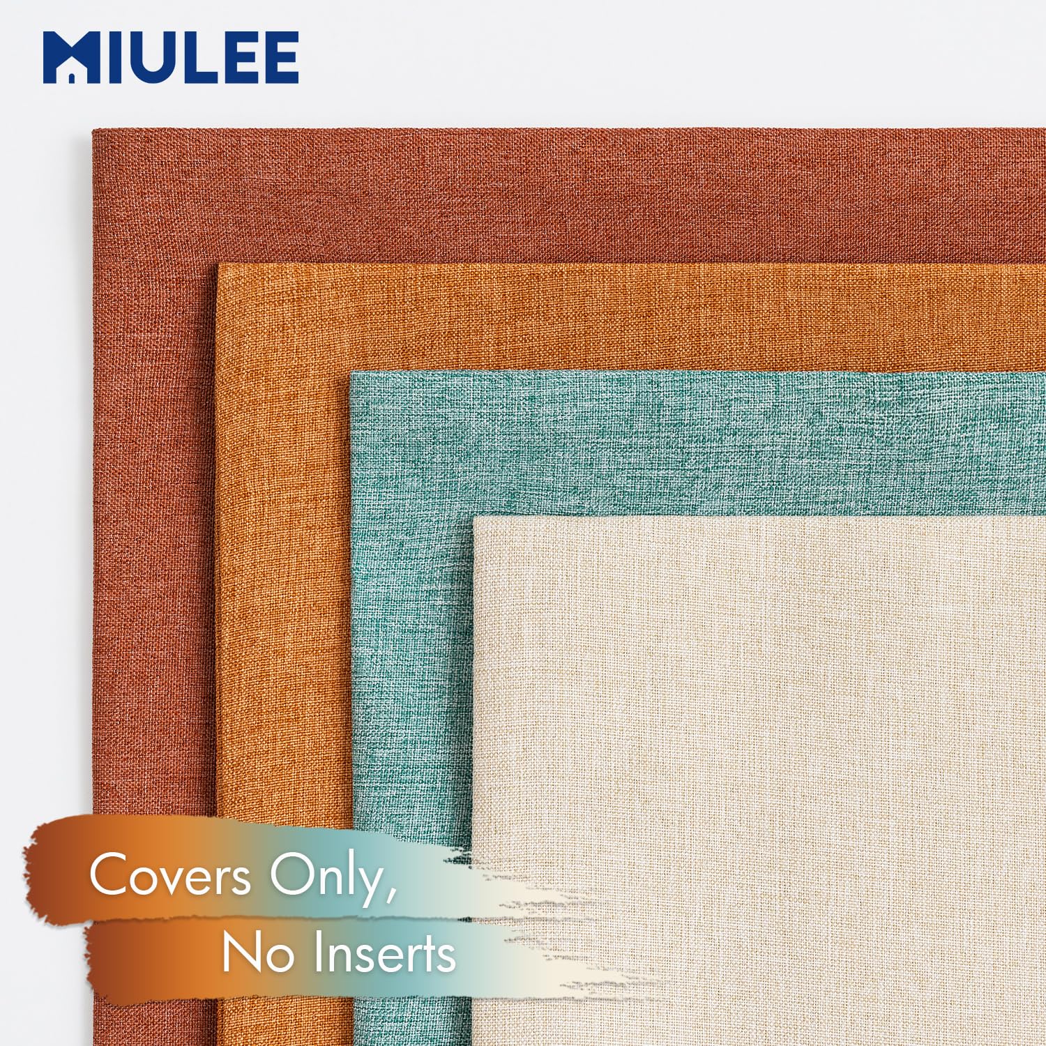 MIULEE Pack of 4 Decorative Outdoor Throw Pillow Covers Linen Waterproof Pillow Covers Summer Farmhouse Cushion Cases for Patio Garden Tent Balcony Couch Sofa 18x18 Inch Orange Rust