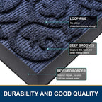Smiry Welcome Door Mat Outside Entrance, Heavy Duty Trap Dirt and Moisture Easy Clean Low Profile Patio Porch Indoor Outdoor Front Doormat for Entry, 35x23 Inch, Navy Blue