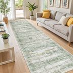 Long Rugs Runner - Washable Runner Rugs for Hallway 2x10, Ultra-Thin Soft Kitchen Carpet Runner, Anti Slip Backing Runner Rugs for Entrance, Bedroom, Living Room(2'x10', Green/Yellow/Ivory)