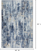 5x7 Area Rugs Washable Rug: Modern Abstract Living Room Rug Soft Anti-Skid Thin Carpet Indoor Floor Non-Shedding Carpets for Bedroom Dining Room Farmhouse Nursery Home Office - Blue Gold