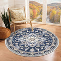 OPPODREAM Soft Area Rugs 4', Persian-Inspired Washable Rug, Blue & Gold