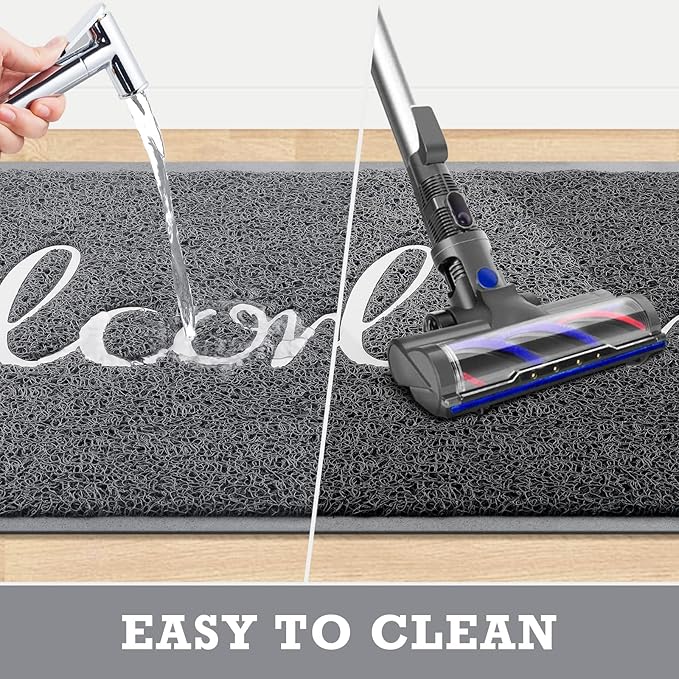CozyBounty Grey Door Mat Welcome Mats Outdoor Indoor Non-Slip Doormat for Entryway Low-Profile Floor Mat for Yard, Garage, High Traffic Areas (36"x24", Grey)