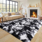 Pionblank Super Fluffy Area Rug for Living Room 5x7 Feet, Modern Indoor Shaggy Carpet, Soft Plush Non Slip Rugs for Bedroom Kids Room Cloakroom Home Decor, Black White