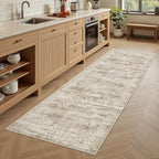 Runner Rug 2x5 Washable Non-Slip Kitchen Runner Rugs for Bathroom Laundry Room Brown Vintage Floor Carpet Runners for Hallway Entryway