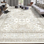 Area Rugs 8x10 for Living Room,Washable Boho 8x10 Area Rugs for Bedroom,Non Slip Carpet for Kitchen, Dining Room, Indoor, Kids Playroom Soft Low-Pile Rug, Thickness 0.2 Inches, Beige/Neutral