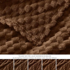 EXQ Home Fleece Blanket Twin Size for Couch or Bed - 3D Imitation Turtle Shell Jacquard Decorative Blankets - Cozy Soft Lightweight Fuzzy Flannel Blanket Suitable for All Seasons(60"×80",Coffee)