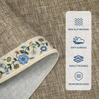GarveeHome 10x13 Machine Washable Rugs for Living Room Large Area Rug Modern Floral Indoor Accent Carpet Low Pile Carpet Soft Throw Aesthetic Floor Cover for Bedroom Laundry Dining Room, Dark Camel