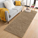 OLANLY 2x6 Machine Washable Runner Rugs for Hallway, Soft Fluffy Shaggy Bedside Rugs for Bedroom, Living Room, Indoor Floor Carpet for Kids Girls and Boys, Home Decor Aesthetic, Taupe