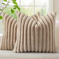 decorUhome Fall Faux Fur Throw Pillow Covers 22x22 Set of 2 Khaki Brown