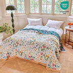 MSGKV The Boho Layer: 60"x80" Cotton Throw Blanket – Full Size for Couch Snuggles, Twin Bed Topper | Lightweight & Breathable Reversible Maximalist Colorful Floral, Decorative Accent
