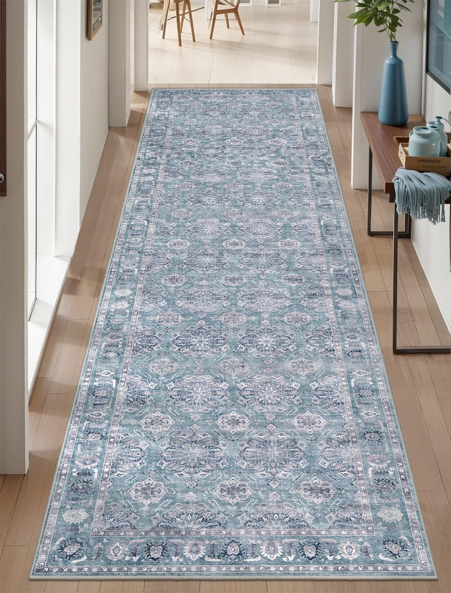 SERISSA 2'6"x10' Washable Non Slip Floral Boho Runner Rug for Hallway