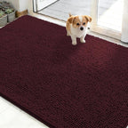 OLANLY Dog Door Mat for Muddy Paws 50x30, Absorbs Moisture and Dirt, Absorbent Non-Slip Washable Doormat, Quick Dry Chenille Mud Mat for Dogs, Entry Indoor Entryway Carpet for Inside Floor, Russet