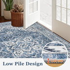 Area Rugs 10x14 Living Room Rug: Washable Rug Soft Vintage Boho Medallion Carpet Indoor Floor Non-Slip Stain Resistant Large Carpets for Bedroom Dining Room Farmhouse Nursery Home Office Blue