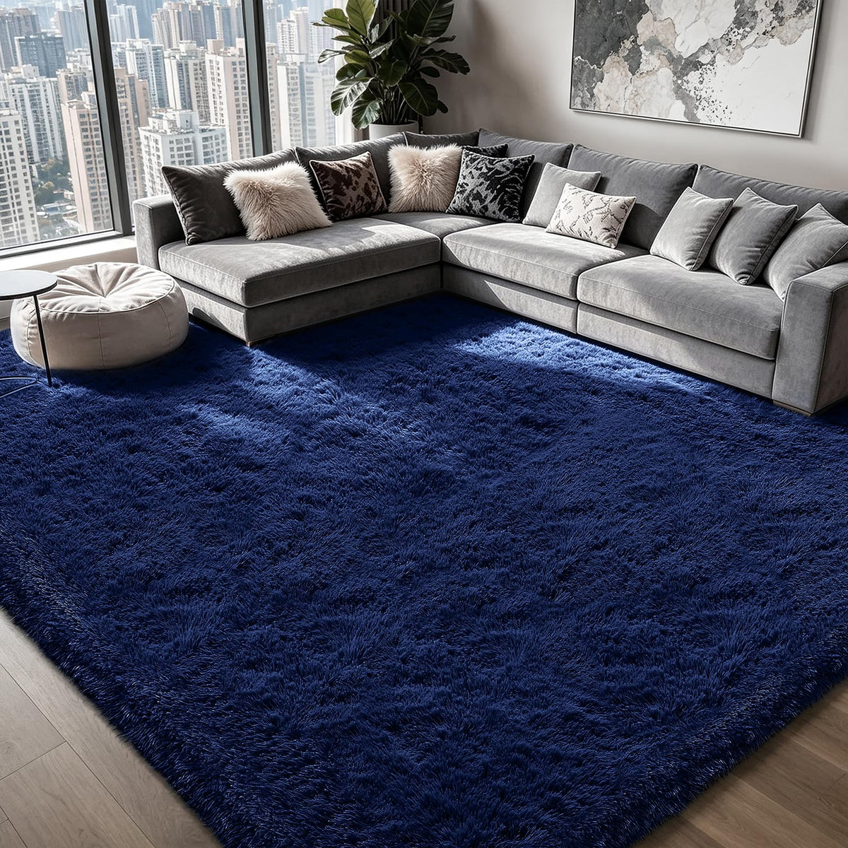 Shag Area Rugs for Bedroom Living Room,5X8 Ultra Soft Fluffy Area Rugs for Dorm,Indoor Carpet Plush Rugs for Home Decor,Tie-Dye Grey