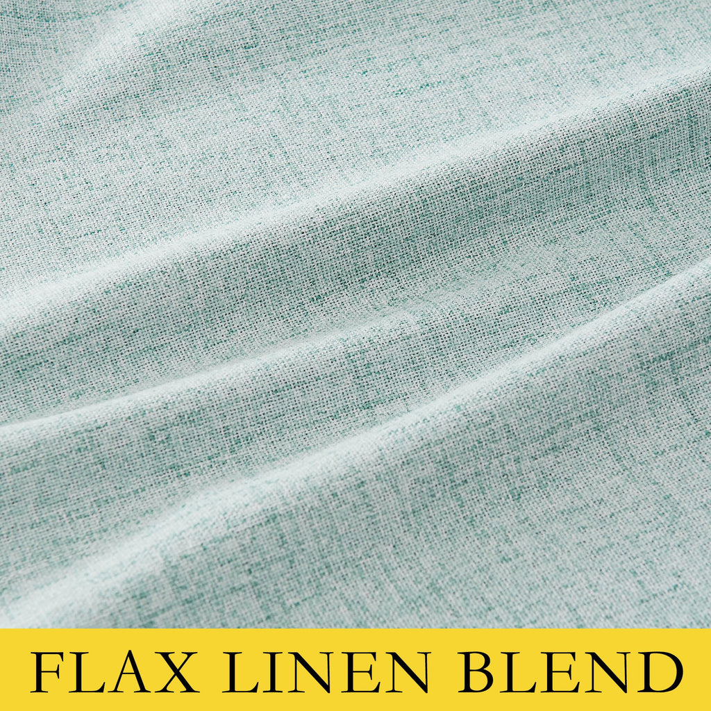 NICETOWN 100% Absolutely Blackout Linen Curtains with Thermal Insulated White Liner, Seafoam Green, 52" Wide, 120" Length Energy Saving Curtains for Living Room 2 Panels Set, Vertical Blinds