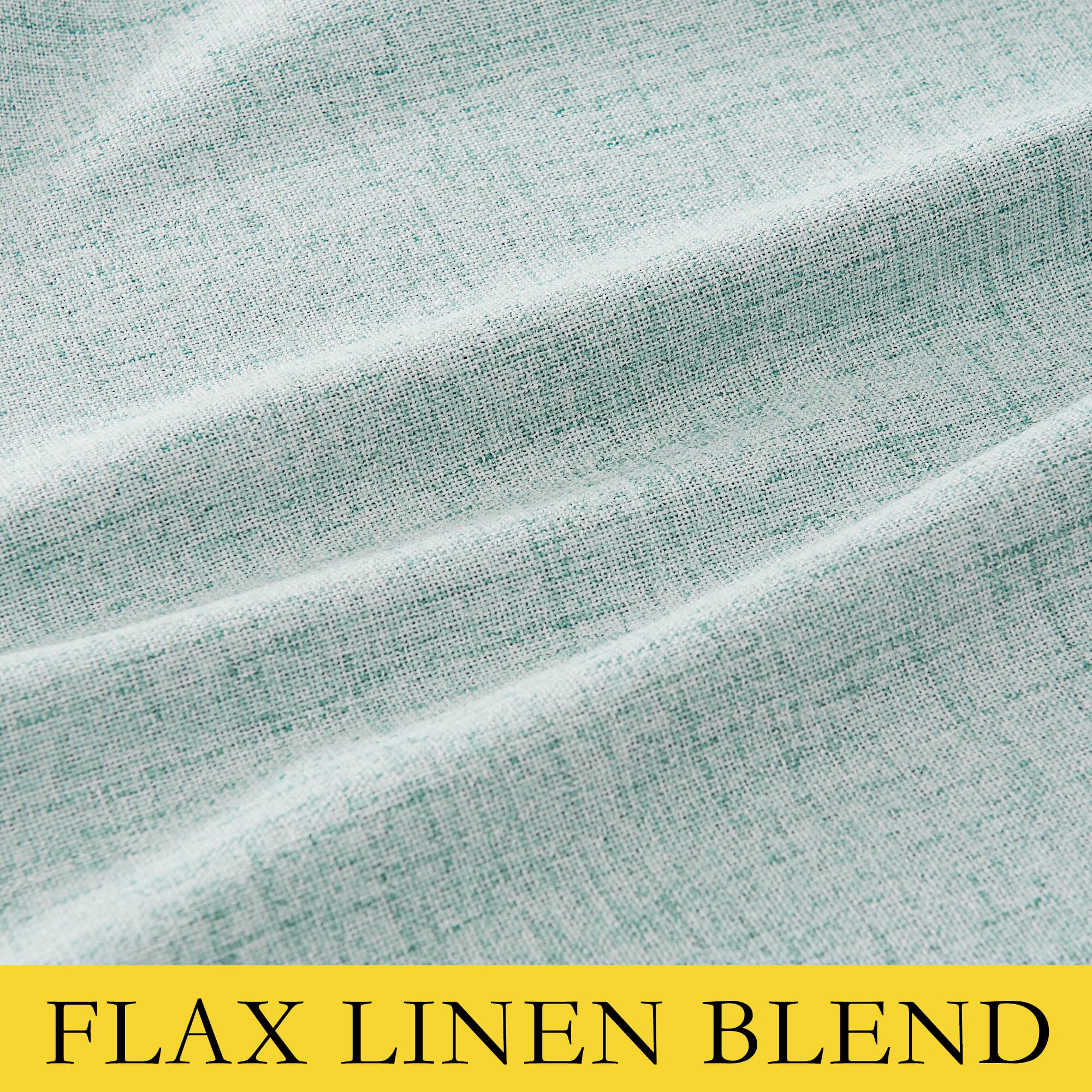 NICETOWN 100% Absolutely Blackout Linen Curtains with Thermal Insulated White Liner, Seafoam Green, 52" Wide, 120" Length Energy Saving Curtains for Living Room 2 Panels Set, Vertical Blinds