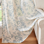 jinchan Vintage Floral Linen Curtains 96 Long for Living Room 2 Panels