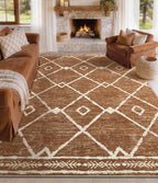 YIHOUSE Western Rugs for Living Room, 6x9 Moroccan Area Rug, Aztec Burnt Orange Large Rug, Southwestern Soft Low-Pile Washable Rugs for Bedroom, Dining Room