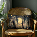 Rustic Night Moon William Morris Inspired Forest Gold Pillow Covers 18x18,Vintage Black and Gold Botanical Nature Landscape Decorative Throw Pillow Covers for Home Bedroom Living Room